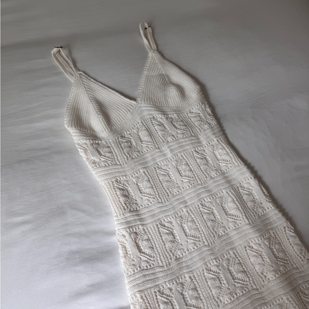 NWOT Olive & Oak Cream Knit Mini Dress S - Picture 3 of 5